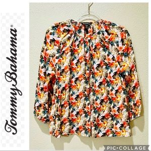 Tommy Bahama floral print button down blouse size M
